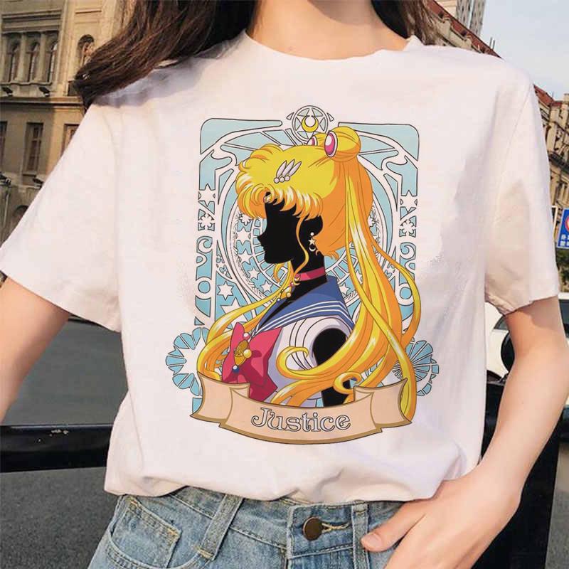 Sailor Moon 90S Divertente T Shirt Harajuku Vestiti Tshirt Estetica Gatto Anime Donna Carina Donna T