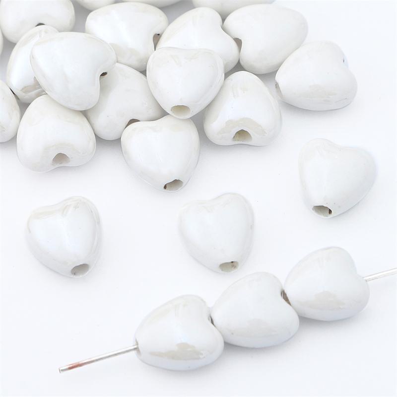 40 Perline Distanziali In Ceramica A Forma Di Cuore - Porcellana Colorata Per Gioielli Fai Da Te - Bracciali, Collane, Orecchini - 10 Mm