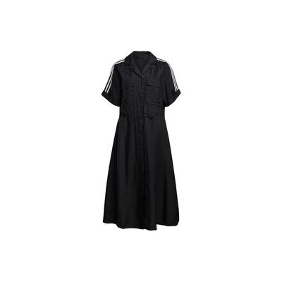 Origineel Trefoil Logo Comfortabele Losse Ademende Polo Kraag Korte Mouw Jurk Dames Jurken Zwart H15785