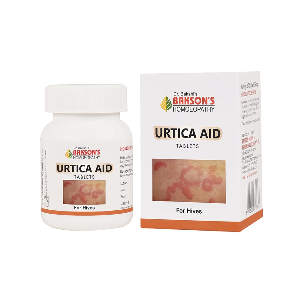 Bakson 's Homoeopathy Urtica Aid 75 Tablets For Skin Comfort Calming Support Sensitive Skin Daily Routine Pack Of 1