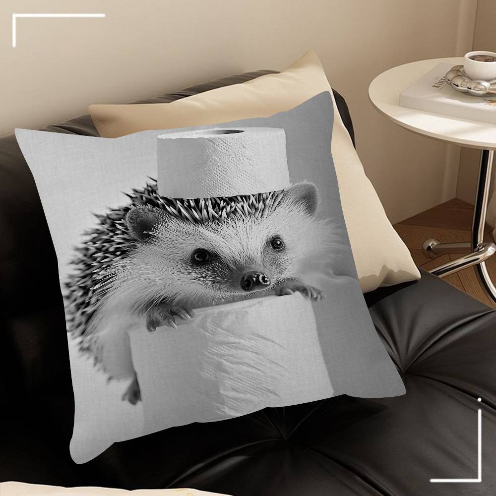 Black And White Cute Animal And Toilet Pillow Gift Home Office Decoration Pillow Bedroom Sofa Car Cushion CoverPillow Case