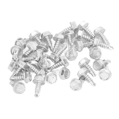 250PCS Self Drilling Screw Carbon Steel White Zinc Drill Screw M4.8x13mm for Metal Wood Plastic Hex Washer Head