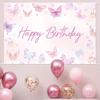 One Butterfly Birthday Banner Background Fabric Polyester Powder Purple Butterfly-themed Party Decoration.