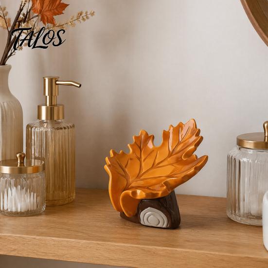 Elegant Resin Ornament for Home Creative Simulated Maple Leaf Soap Dish, Quick Drainage Laundry Modern Bathroom Sink Accessories Soap, Stylish
