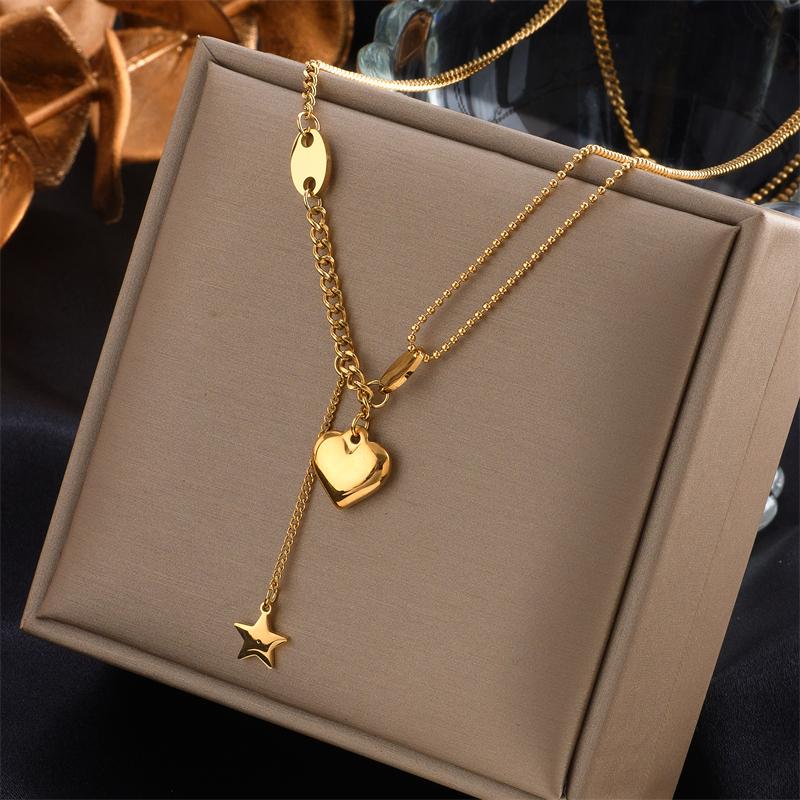 XIYANIKE 316L Stainless Steel Gold Color Love Heart Necklaces For Women Chokers 2021Trend Fashion Festival Party Gift Jewelry