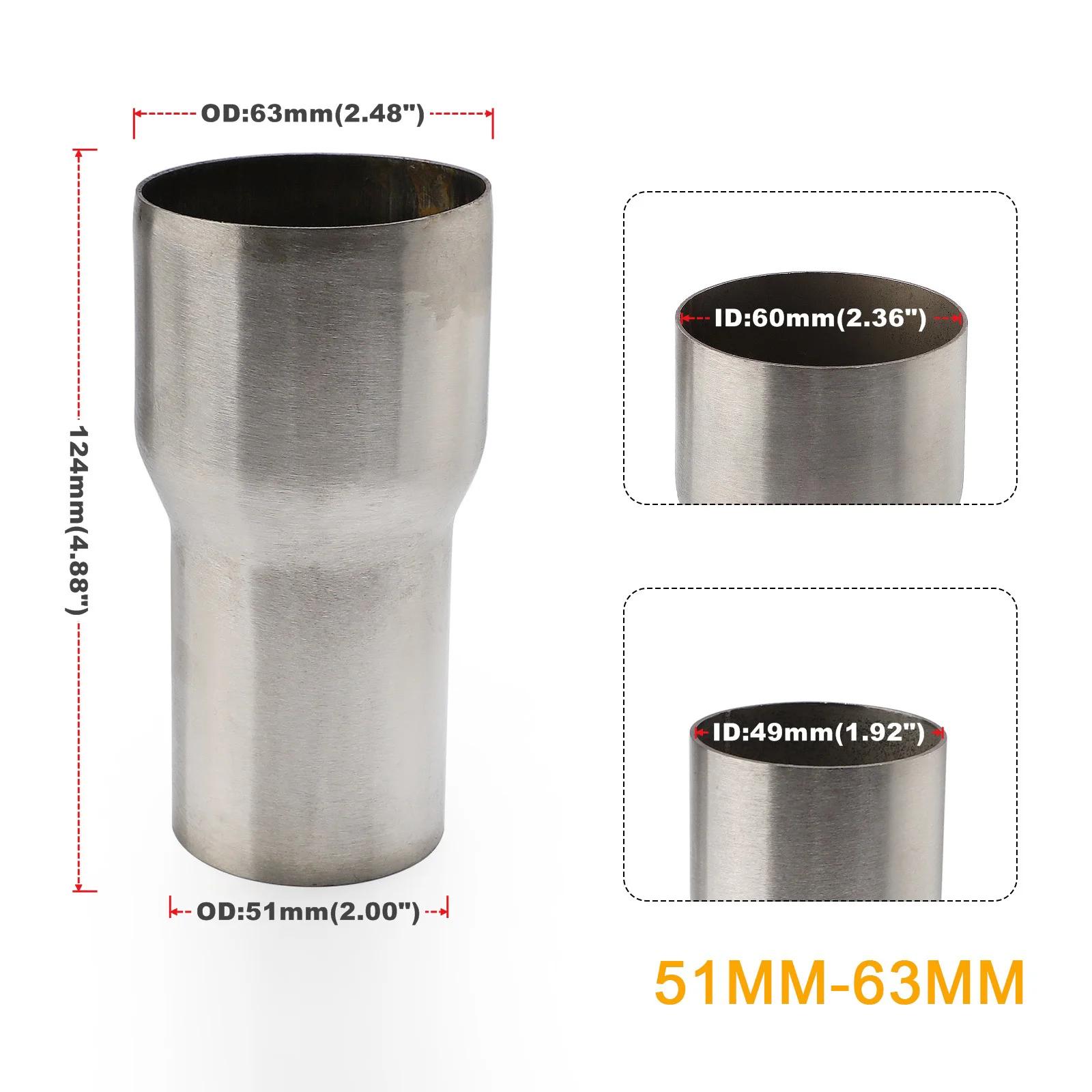 51mm-76mm 57mm-76mm 5 Step Reducer Adapter Intake Pipe Connection Stainless Steel Exhaust Reducer Connector Pipe Tube OD