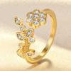 Lindon Classic Copper Alloy Zircon Ring Ladies Jewelry Wedding Promise Party Gift