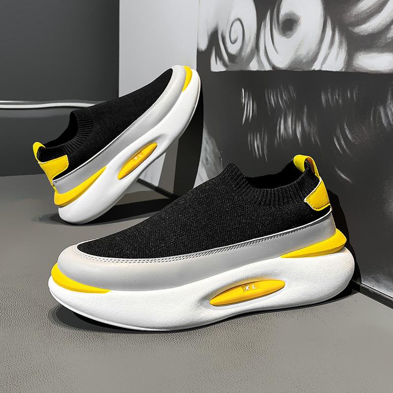 Men Socks Breathable Mesh Running Shoe Summer Sports Shoes Black Slip-On Slip-Ons Men's Casual Driving Shoe Suitable for Outdoor