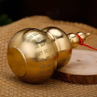 Desktop Feng Shui Decor Brass Gourd Open-Top Chinese Style for Good Fortune