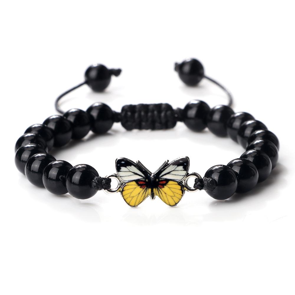 Adjustable Hand-Woven Bracelet with Butterfly Pendant for Women, Men's Gift, In Stock