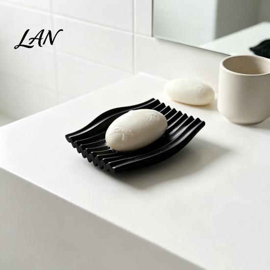 Modern Soap Dish 3D Printed Dish, Minimalist Wave Design Bathroom Holder, Drainage Tray Shower for Bathroom, Kitchen Sink, Vanity Countertop