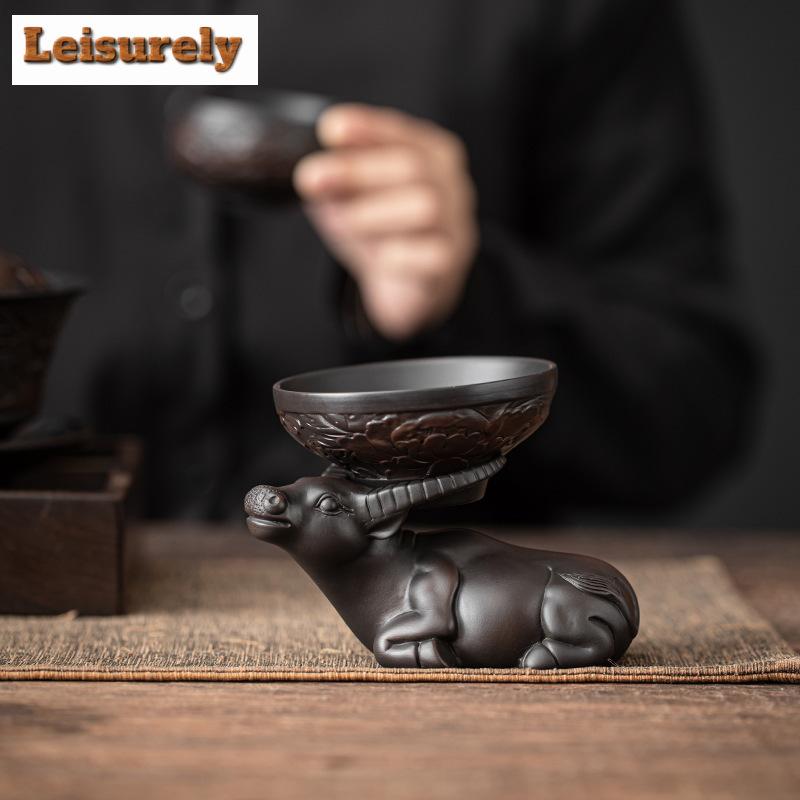 Qingxi Purple Pottery Big Bull Separation Tea Infusor Handmade Tea Strainer Household Tea Maker Tea Filter Tea Services Craft