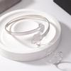 Cut-Out Size Four-Leaf Flower Overlapping Bracelet Simple Metal Clover Couple Bracelet Set