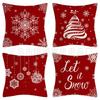 New Christmas Throw Pillow Cushion Home Decoration Short Plush Linen Printed Throw Pillow Cover