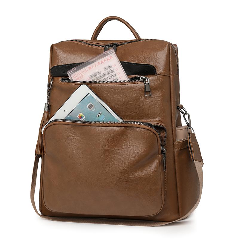 Vintage PU Backpack Women's Multi-functional Shoulder Bag