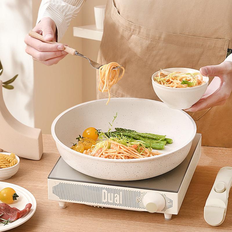 Detachable Handle Cookware Set Granite Coating Nonstick Pots Milk Pan Frying Pan Saucepan Compact Kitchen Set Stackable Storage Induction Stove Pot