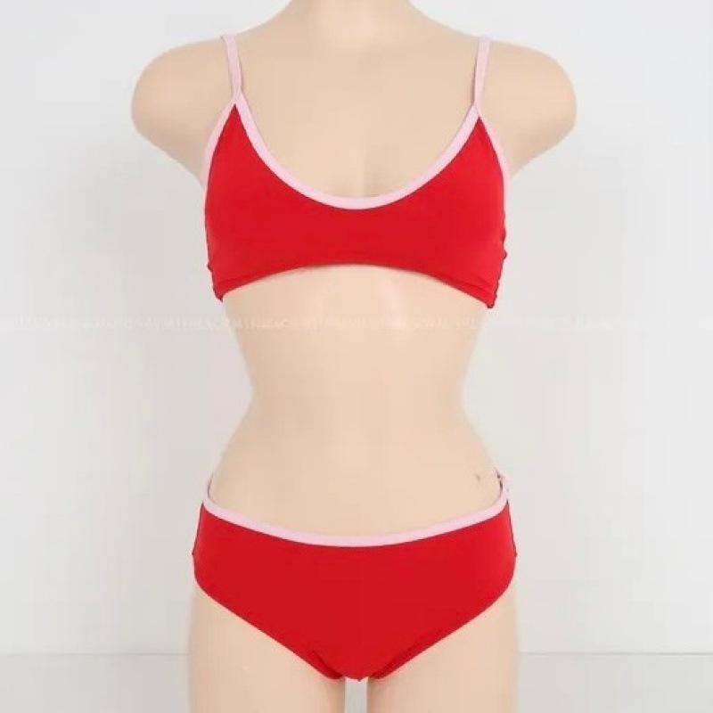 1111 Summer European and American retro babes sexy suspender bikini hot spring vacation seaside split swimsuit women M красный