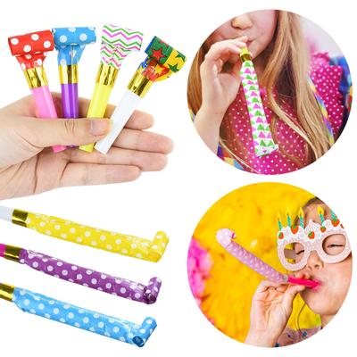 10/100PCS Colorful Blowout Whistle Blow Roll Toy Kids Birthday Party Favors Gifts Cheer Props Pinata Filler Baby Shower Supplies