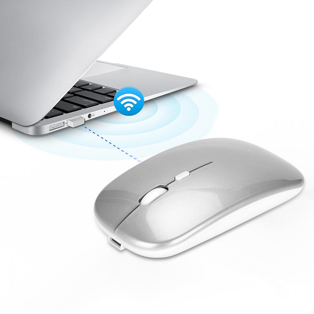 HXSJ M80 2,4G Ergonomická bezdrôtová nabíjateľná tichá myš s USB prijímačom (Strieborná)