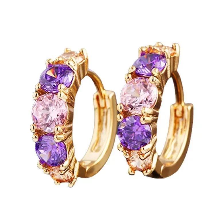 New Luxury Trendy Blue Cubic Zirconia Hoop Earrings Wedding Party Elegant Accessories For Women Anniversary Gift Jewelry
