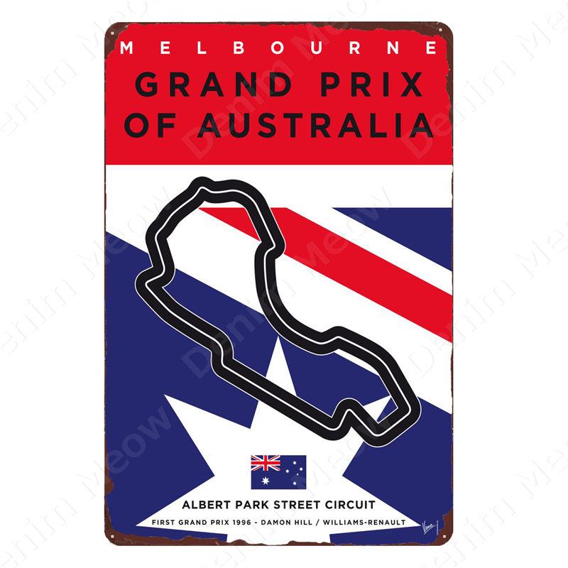 Vintage F1 Championship Metal Tin Sign, Racing Track Poster, Bar Cafe Club Wall Decoration, Grand Prix Circuit Iron Plaque,ZSS84
