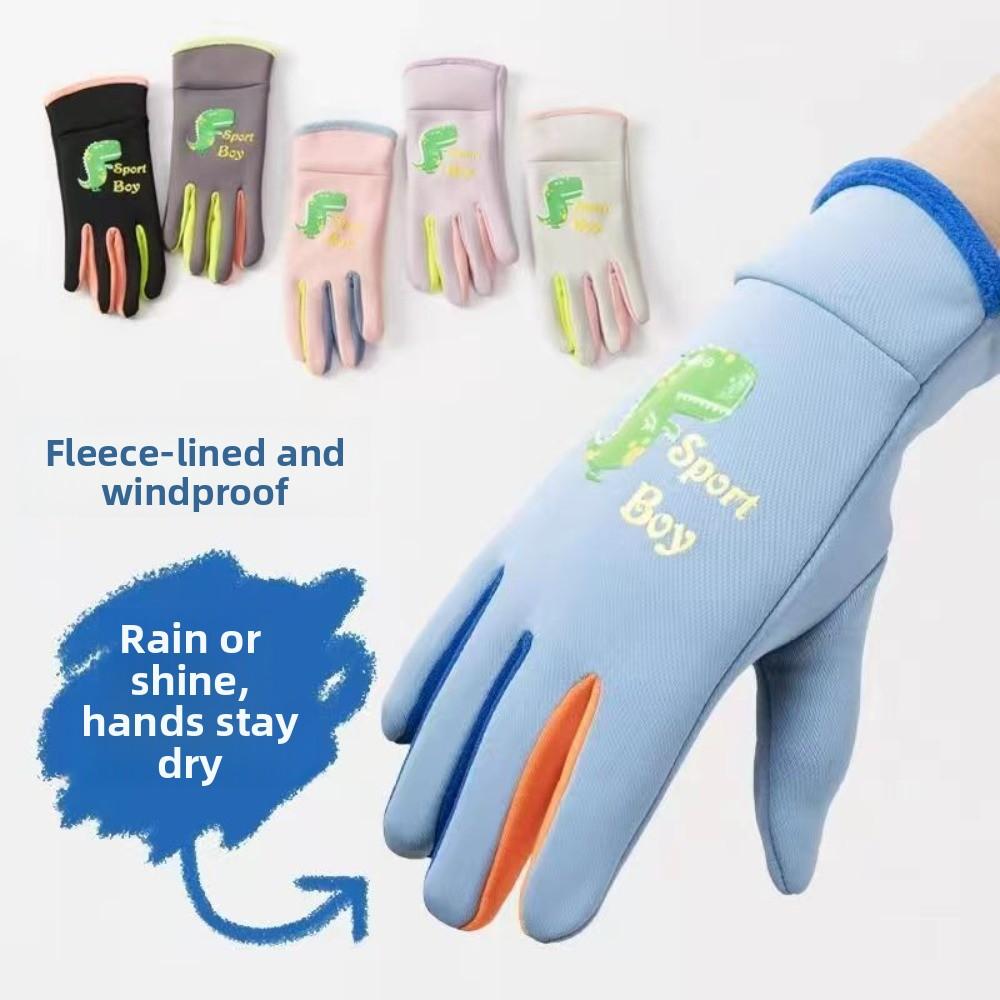 Cartoon Dinosaur Kids Winter Cycling Gloves Night Luminous Children's Outdoor Gloves Outdoor