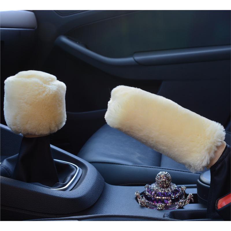 Plush Winter Car Gear & Handbrake Knob Covers Set