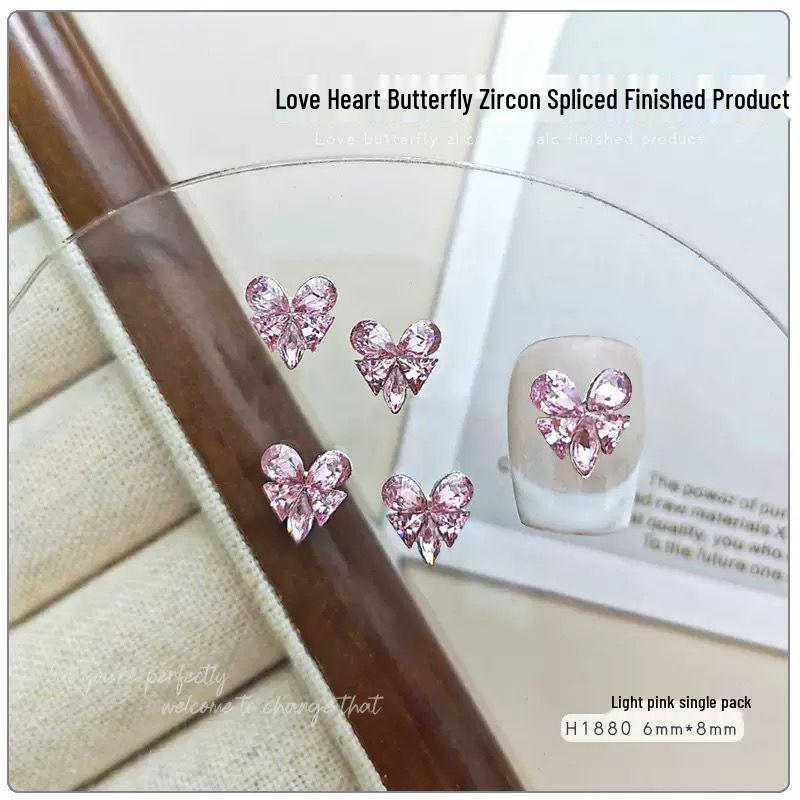 Fertige Maniküre Liebe: Glänzende Strass Schmetterling & Zirkon Nailart Dekorationen