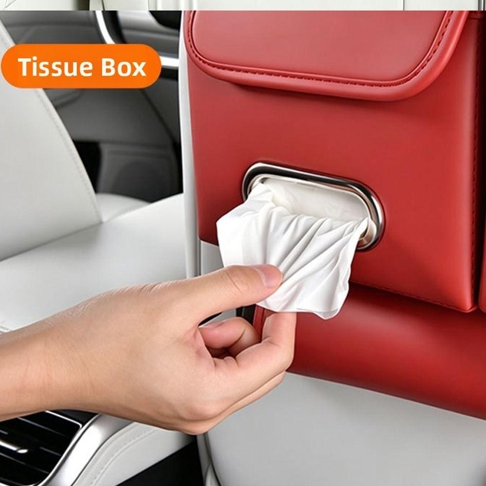 Space Saving Car Backseat Organizer PU Leather Car  Seat Back  Tissue Box  Car Interior