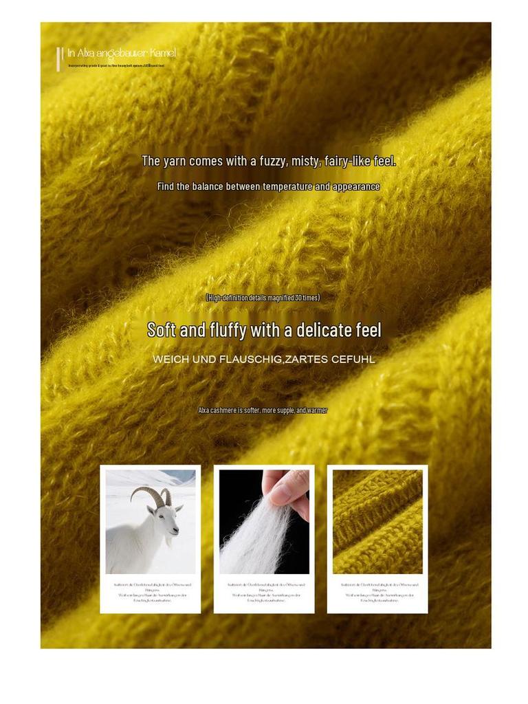 Women's Heavyweight Cable Knit Cashmere Pullover - Fall/Winter Long Sleeve Round Neck Sweater