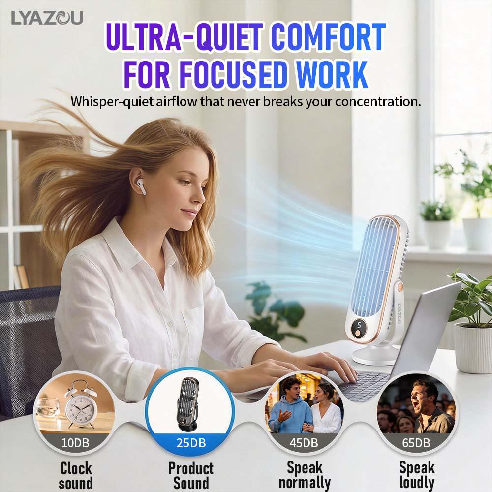 Portable Dual-Motor USB Desk Fan with Rapid Cooling, Multifunctional Five-Speed Cold Air System