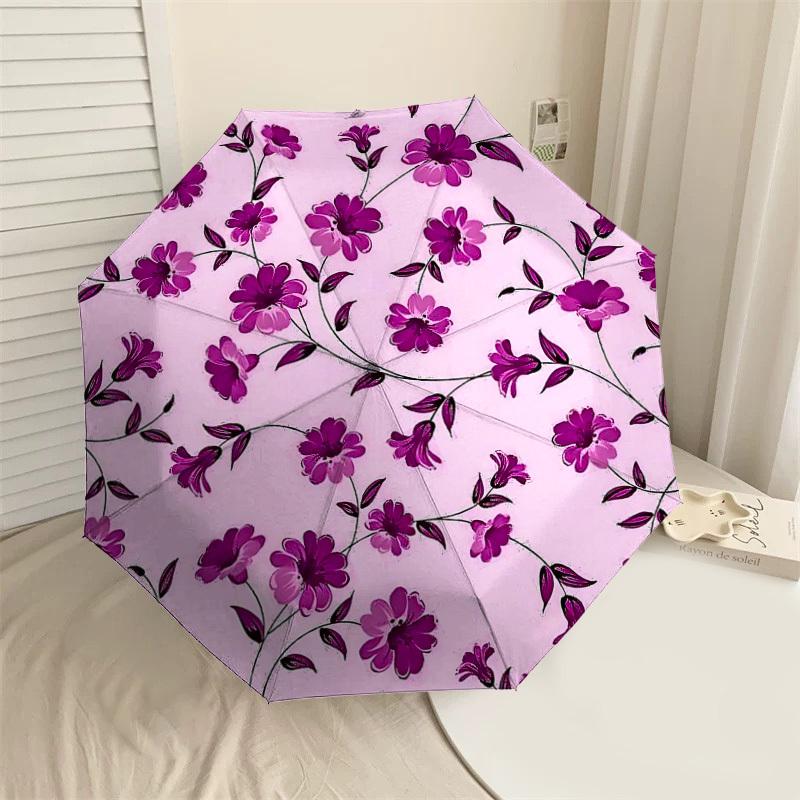 

1PC Floral Pattern Umbrella-8-Rib Reinforced Portable Folding Travel Suitable for All Seasons Outdoor Daily Use Is an Ideal Choice -F375