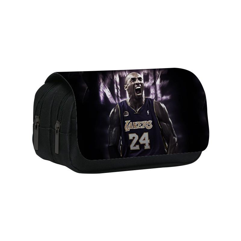 Kobe Bryant Double Layer Pencil Case With Nylon Material For Students And Nba Fans