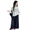 Girls' Spring & Autumn Sailor Collar Sweatshirt and Cargo Pants Set - 2025 Collection