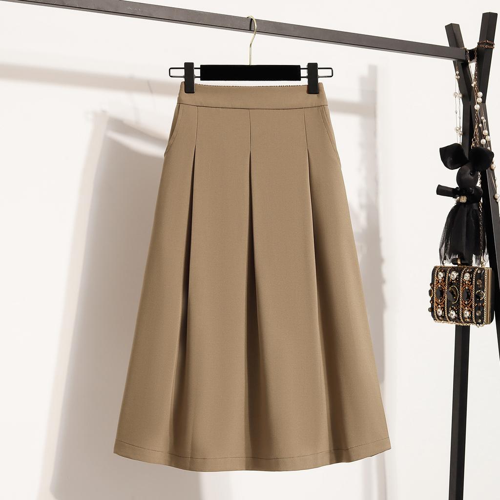 DIMANAF Plus Size Autumn 2025 Skirts Women Loose Skirt A-Line Fashion Maxi Pleated Skirts