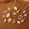 European & American Demon Eyes Pendant & Eyeball Palm Ornament Stainless Steel Bracelet Necklace for Women.