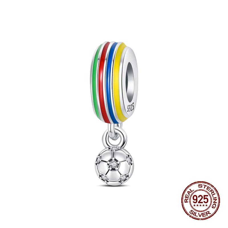 Sports Series Charm Jewelry Football Beads 100% Copper Pendant Fit 3Mmoriginal Bracelets Diy Souvenir Gift