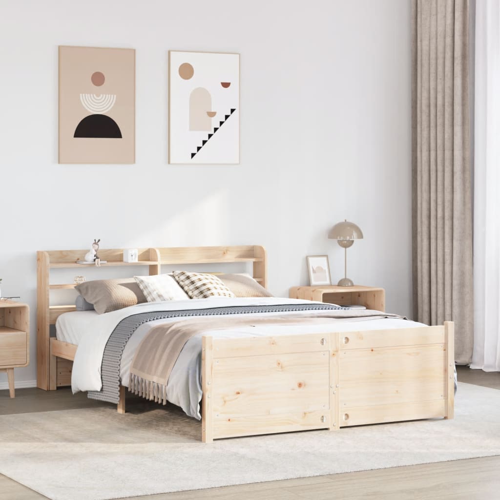 Wooden Bed Frame with Headboard Without Mattress 150x200 cm