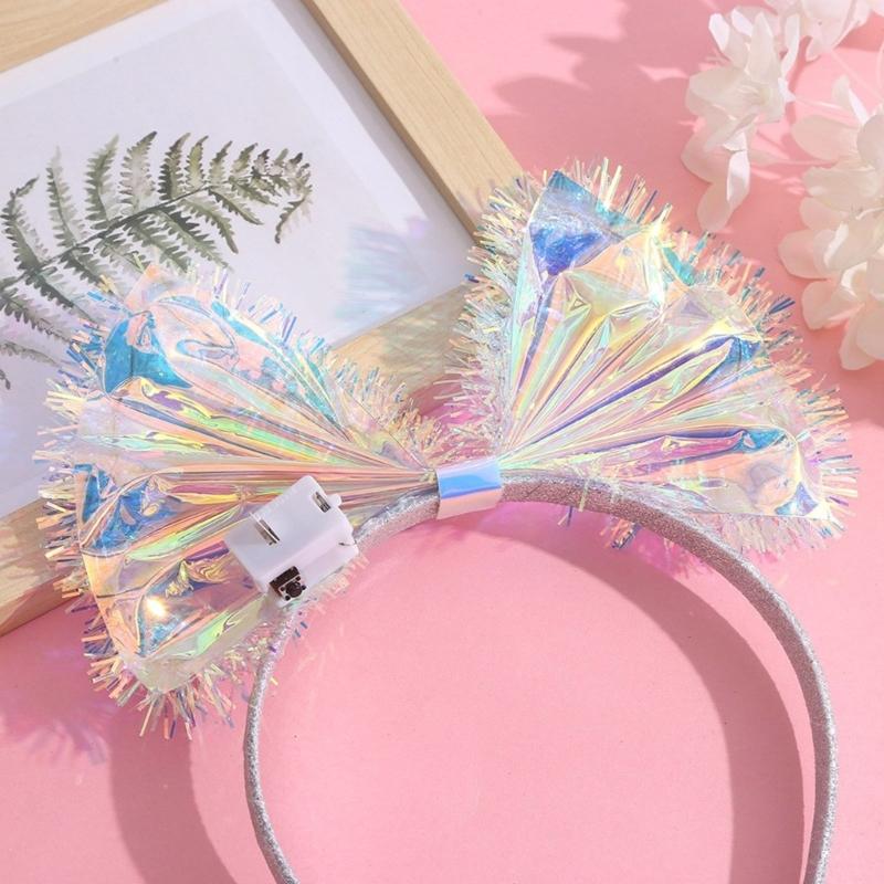 Glitter Colorful Film Bowknot Headband for Adult Teen Celebration Party Headwear