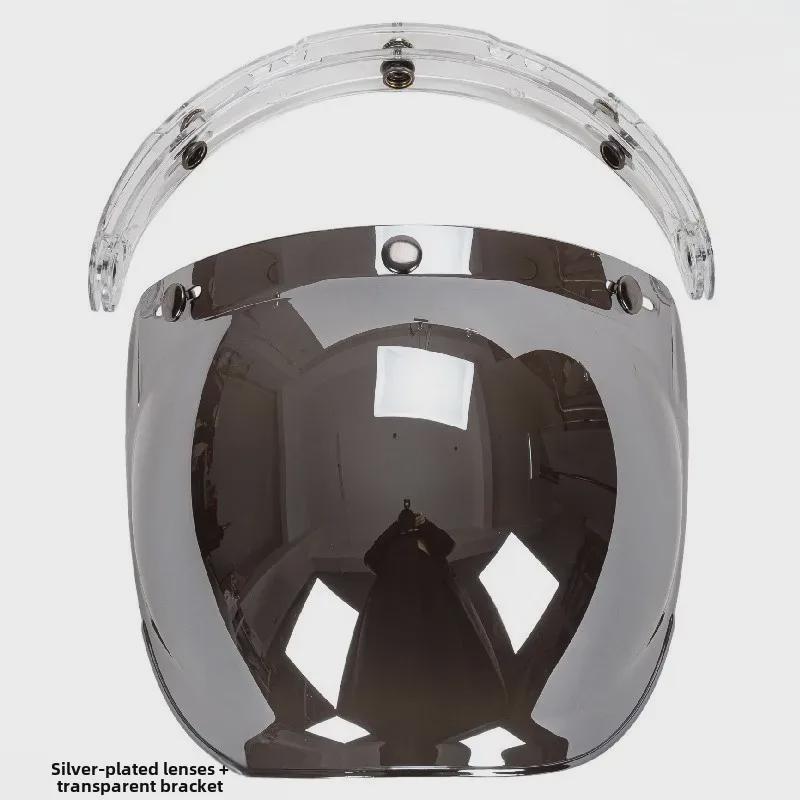 Japanese Three-Button Bubble Lens Motorcycle Helmet