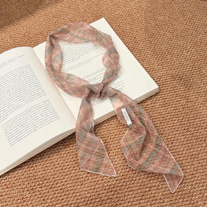 Spring Summer Colorful Polka Dot Floral Decorative Scarf Necktie Soft Lightweight Breathable Lace Up Accessory Fashion Decor