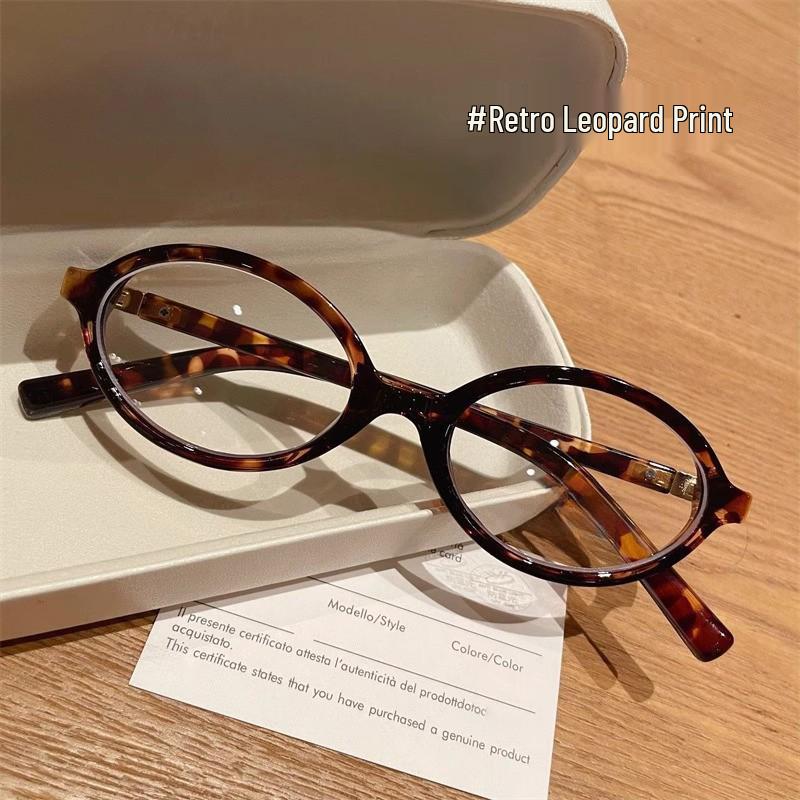 Retro Korean Style Oval Myopia Glasses Frame for Women – Small Nerd Glasses for Live Streaming