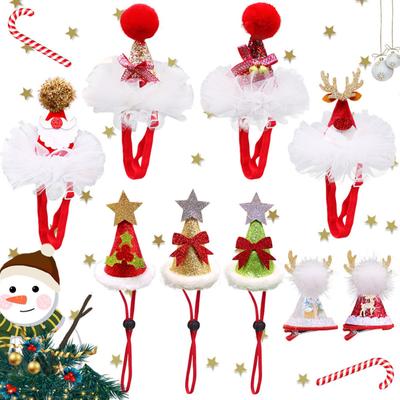 Chapéu de Natal de Renda para Animais de Estimação Enfeite de Cabeça Design de Cordão Ajustável Suprimentos para Animais de Estimação Para Festas de Natal