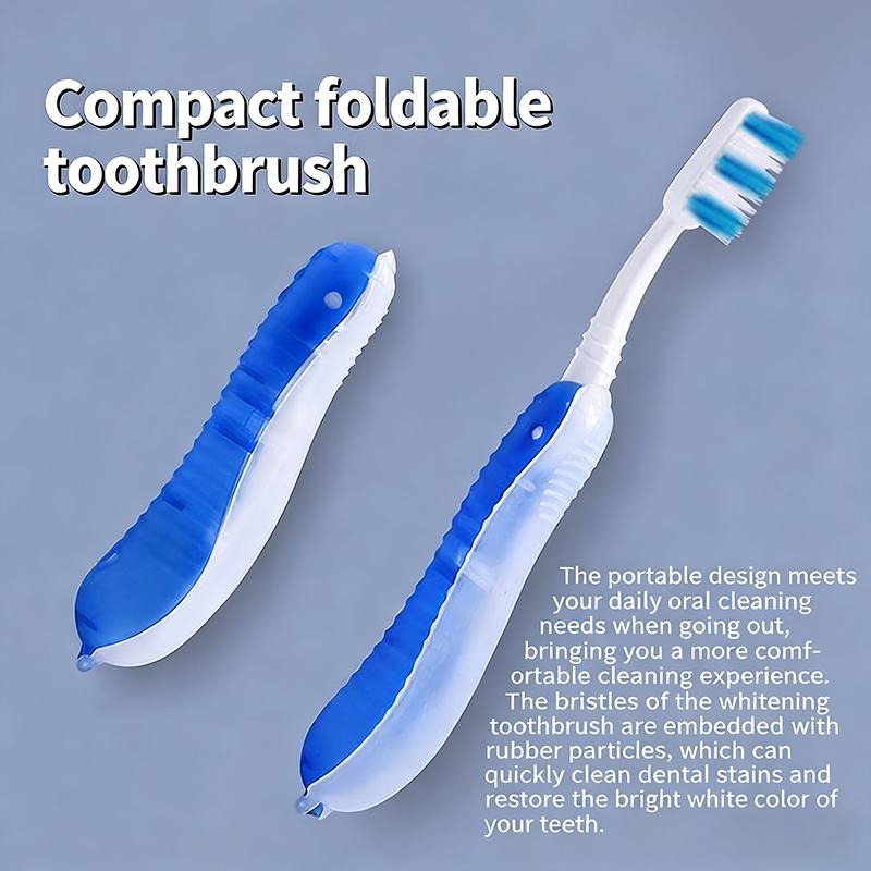 2Pcs Folding Toothbrush Set for Travel Camping Hiking Portable Compact Size Outdoor Essential