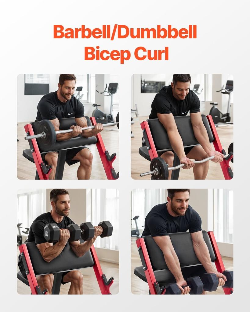 Preacher Curl Bench Adjustable Home Gym Biceps Machine Barbell Equipment
