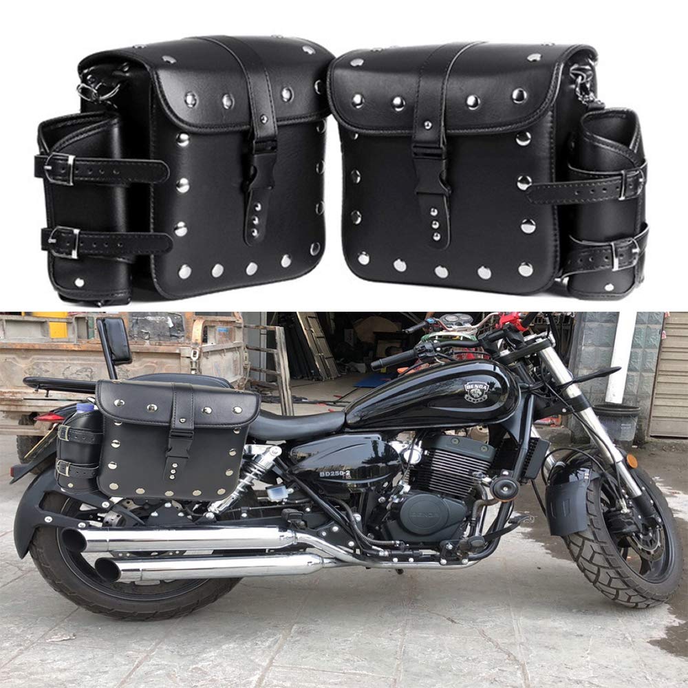ZSADZS Waterproof Saddle Bags for Set of Large Capacity Side Motorcycle Tool Suitable for Motorcycles, 2, Bags, Black, Bags, Honda, Suzuki, Davidson,