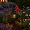 Rust-resistant Memorial Light Metal Red Bird Garden Stake Lamp, Vintage Lantern for Cemetery Yard Patio, Long-lasting Outdoor Rustic Ornament,