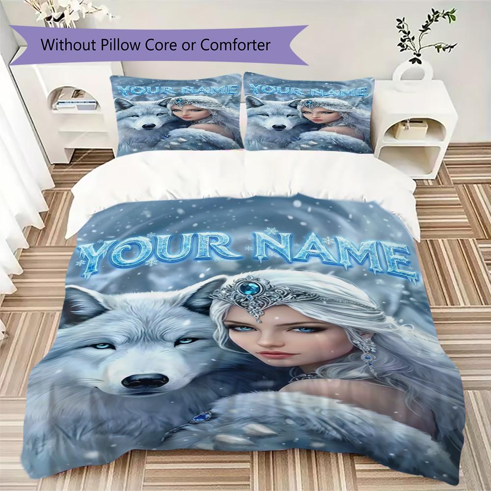 Custom Name Pink Angel Skulls Bedding,Quilt Set Quilt Cover Pillowcase Home Birthday Gift(1 * Duvet Cover + 2 * Pillowcase, Without Core)_lx
