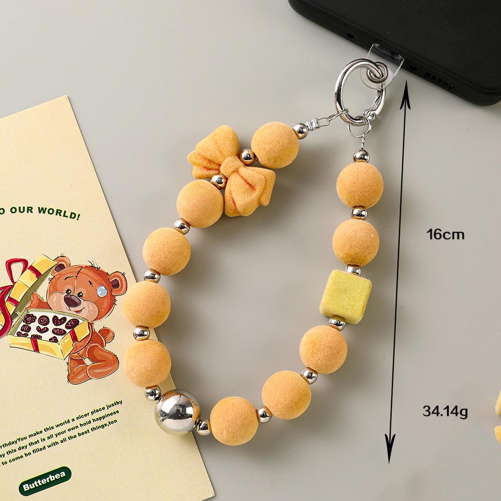 Handmade Beaded Flocking Phone Lanyard and Camera Bag Keychain for Autumn and Winter