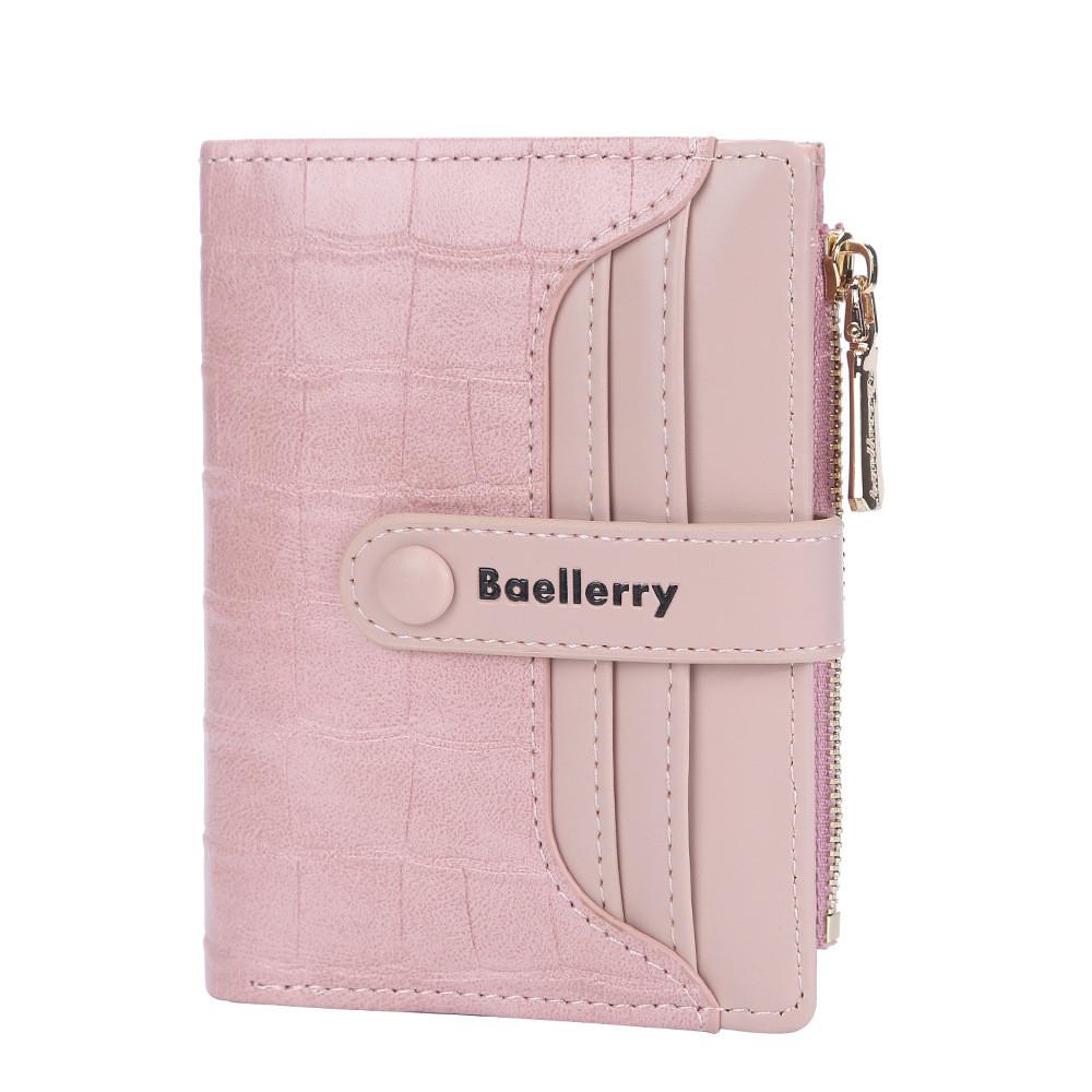 Pu Leather Womens Short Wallet With Two Fold Design And Multiple Card Slots
